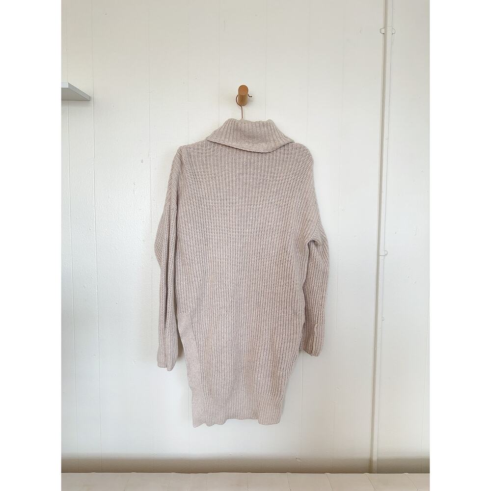 Anthropologie Moth Taupe Turtleneck Chunky Oversized Weighted Sweater Dress XS - Picture 5 of 8